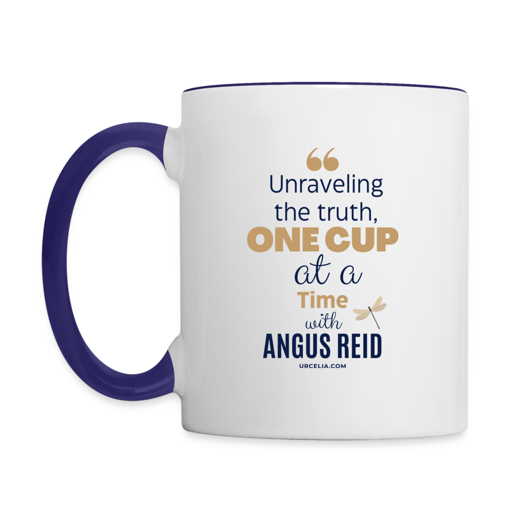 Unraveling The Truth Mug, 11oz - white/cobalt blue